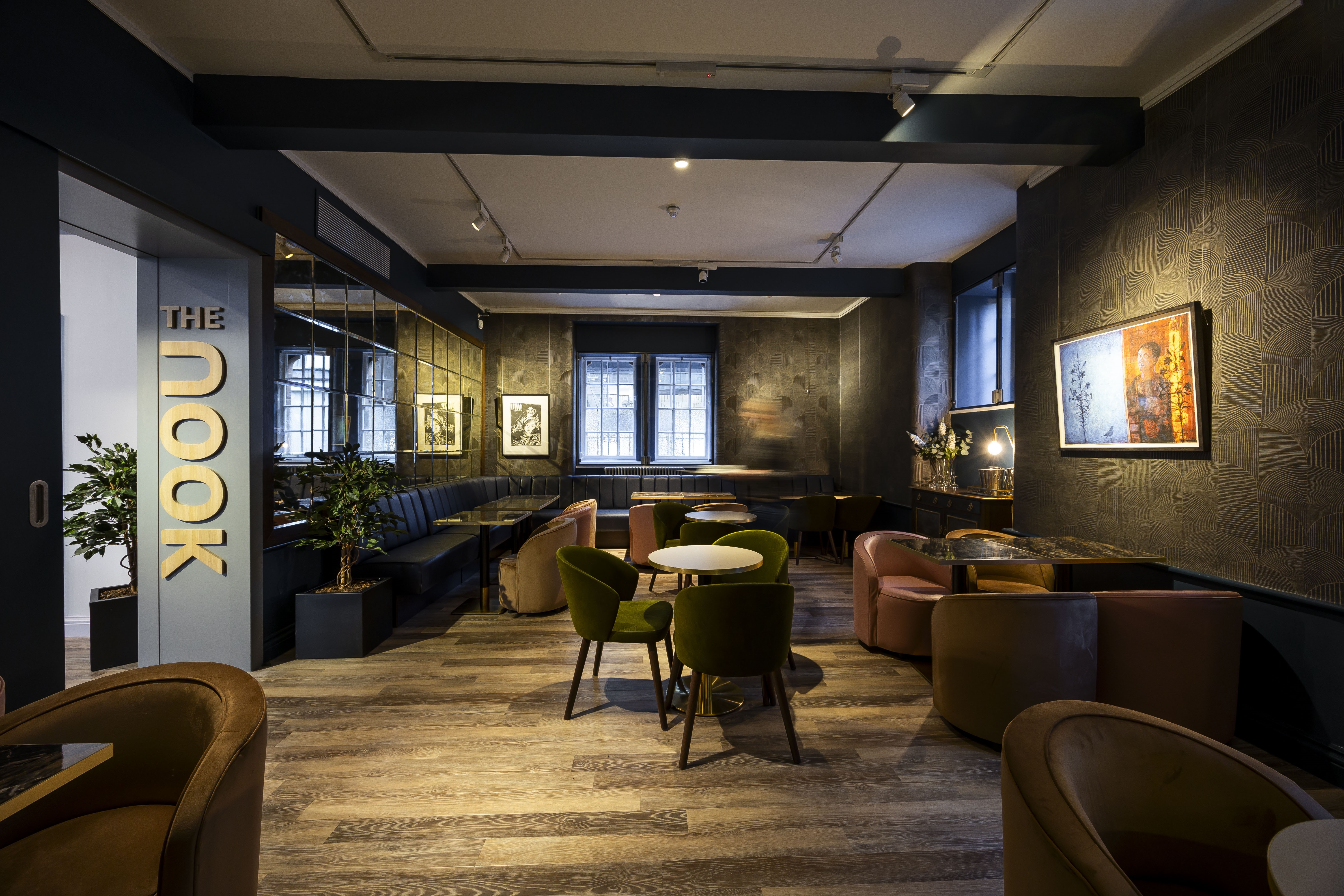 Interior shot of a recently refurbished cafe 