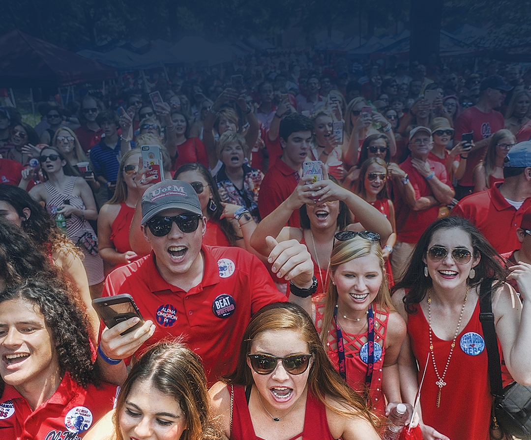 Fans supporting the University of Mississippi