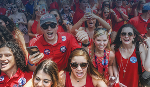 Fans supporting the University of Mississippi