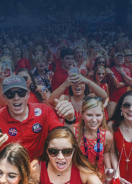 Fans supporting the University of Mississippi