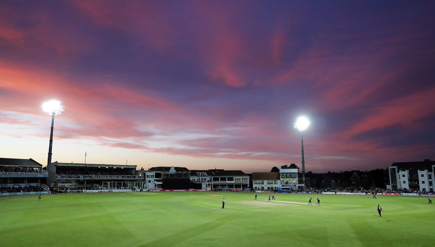 Kent Cricket Club pitch at dusk