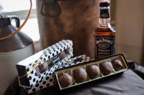 Truffles with a Jack Daniels bottle