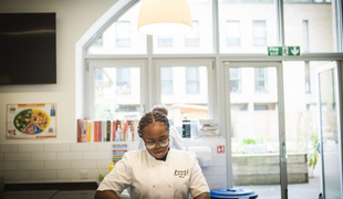 female chef working in kitchen