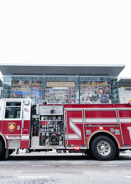 Fire trucks in convention center