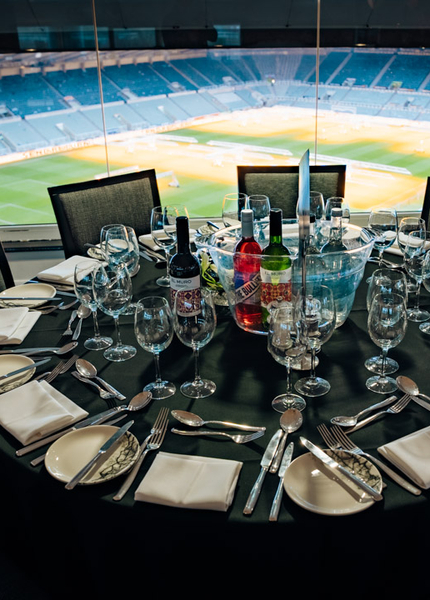 Table at St James Park facing the football field