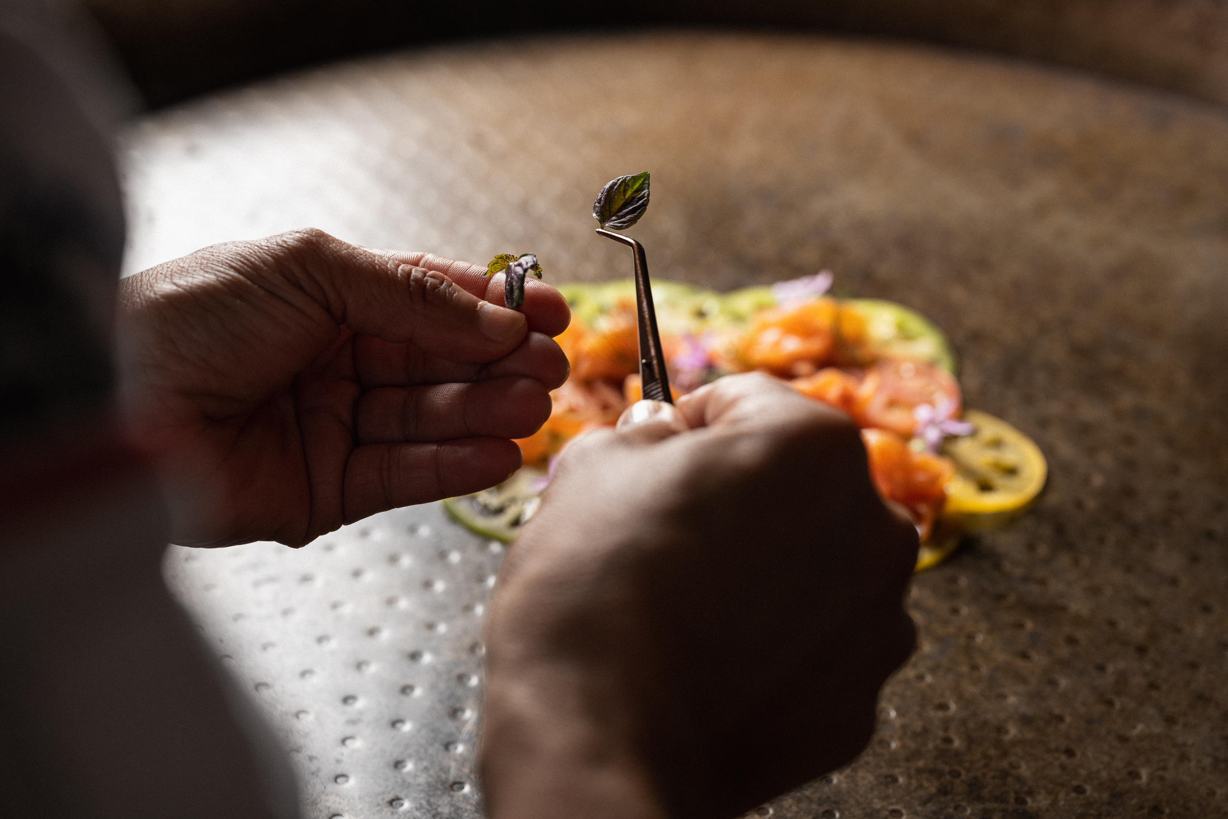 Hand plating food